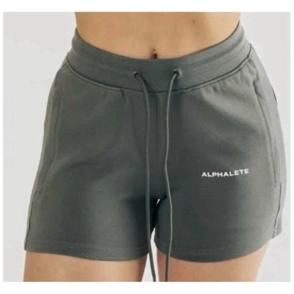 Alphalete Pants - Alphalete Women's Essential Core Shorts Charcoal Gray Drawstring Pockets Stretch